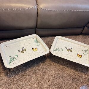 Butterfly Antique Tray Set of Two